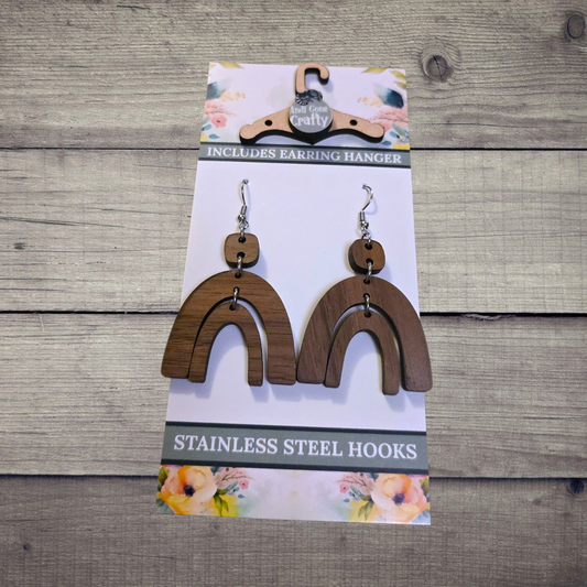 Shape - (Lightweight Wood and Stainless Steel Hooks) -  Earring Number 300218