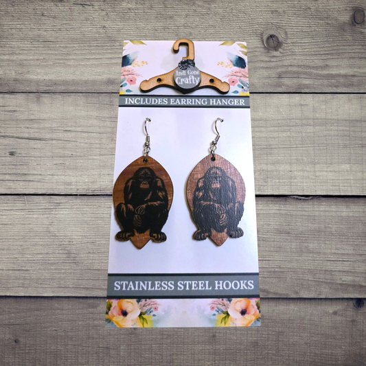 Bonobo- (Lightweight Wood and Stainless Steel Hooks) -  Earring Number 300211