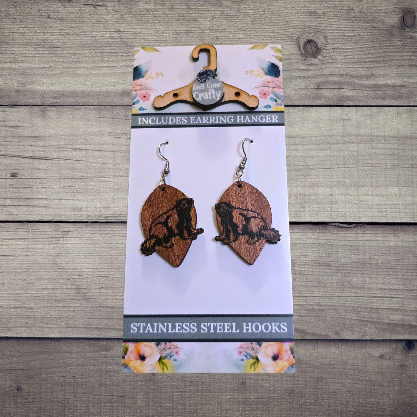 Wolverine - (Lightweight Wood and Stainless Steel Hooks) -  Earring Number 300212