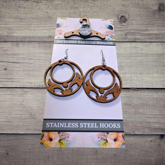 Shape - (Lightweight Wood and Stainless Steel Hooks) -  Earring Number 300174