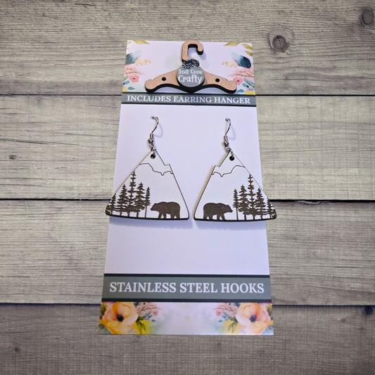 Mountain- (Lightweight Wood and Stainless Steel Hooks) -  Earring Number 300178