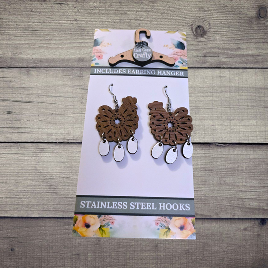 Chicken - (Lightweight Wood and Stainless Steel Hooks) -  Earring Number 300186