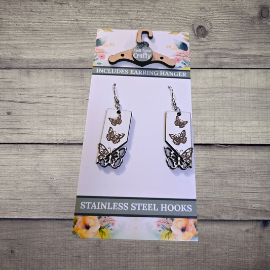 Butterfly - (Lightweight Wood and Stainless Steel Hooks) -  Earring Number 300188