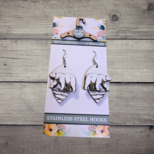 Polar Bread - (Lightweight Wood and Stainless Steel Hooks) -  Earring Number 300200