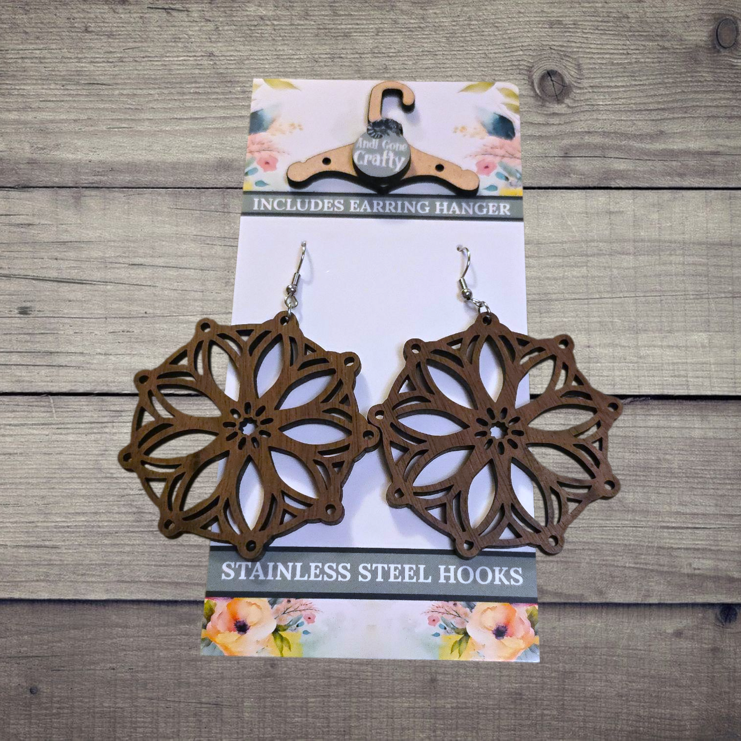 Large Shape- (Lightweight Wood and Stainless Steel Hooks) -  Earring Number 300158