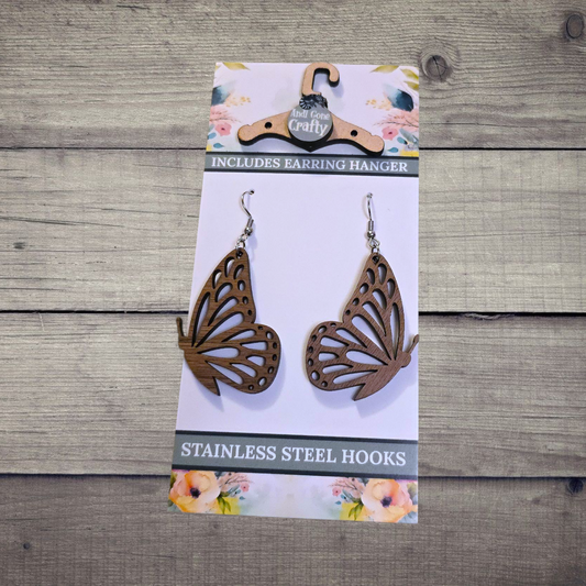 Butterfly - (Lightweight Wood and Stainless Steel Hooks) -  Earring Number 300163