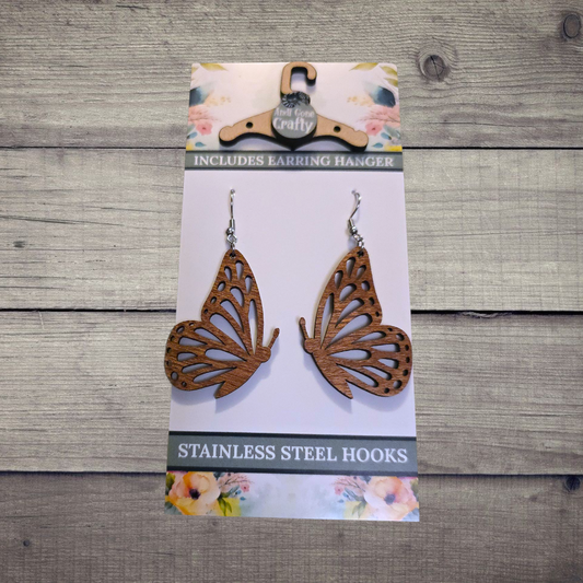 Butterfly - (Lightweight Wood and Stainless Steel Hooks) -  Earring Number 300168