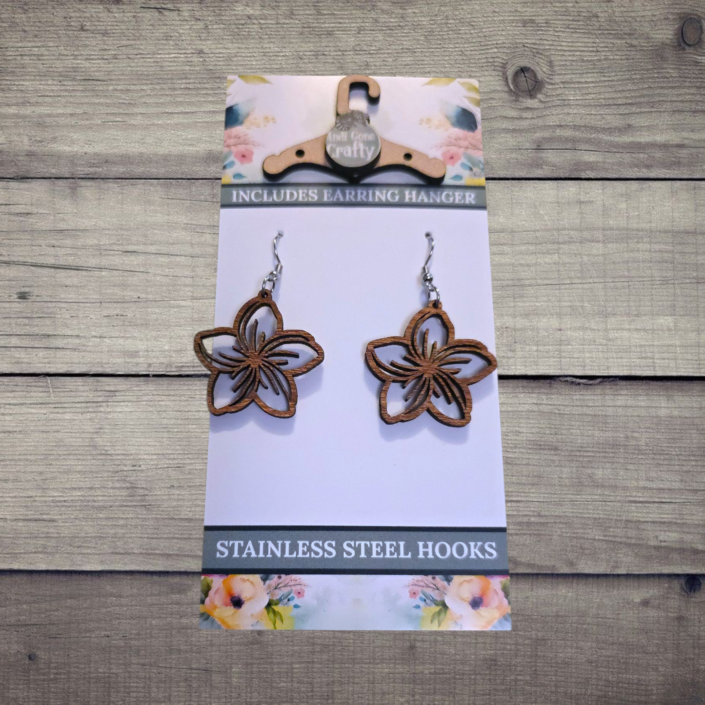 Hyena - (Lightweight Wood and Stainless Steel Hooks) -  Earring Number 300172