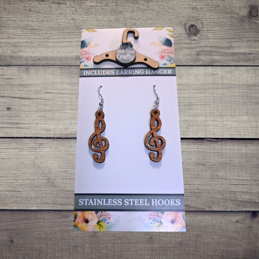 Music - (Lightweight Wood and Stainless Steel Hooks) -  Earring Number 300127