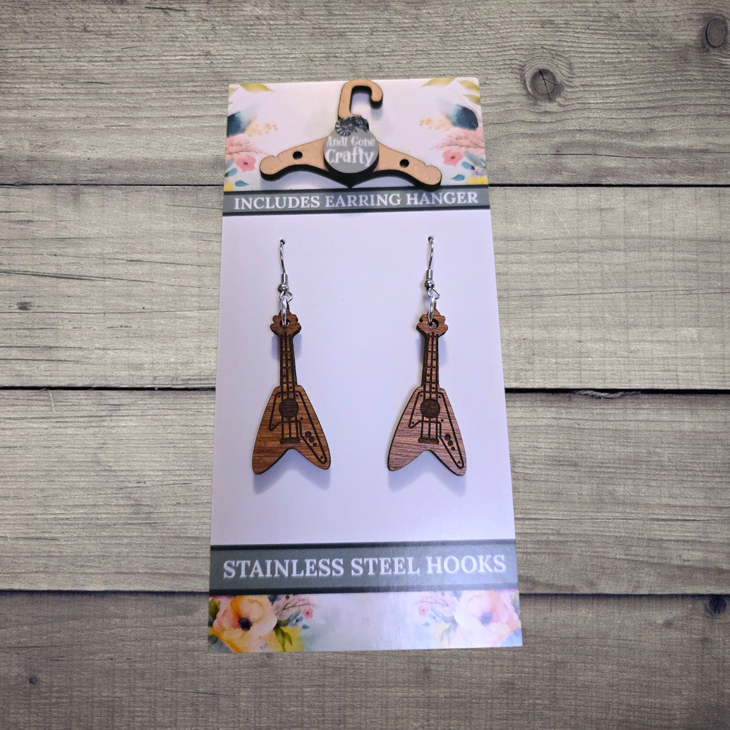 Music - (Lightweight Wood and Stainless Steel Hooks) -  Earring Number 300130