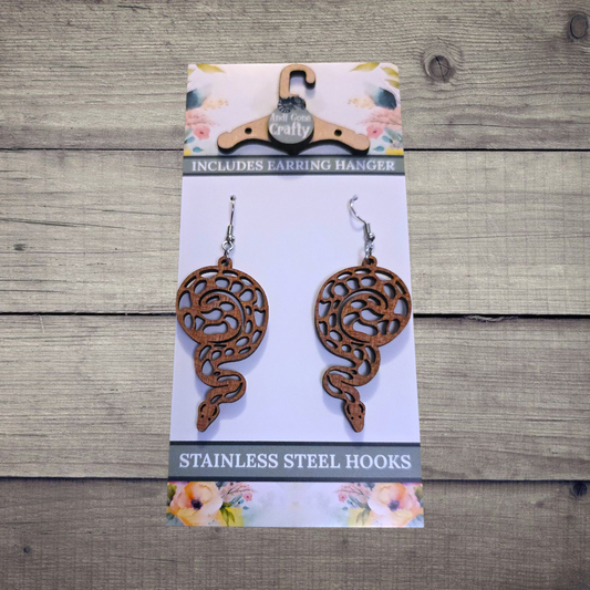 Snake - (Lightweight Wood and Stainless Steel Hooks) -  Earring Number 300110