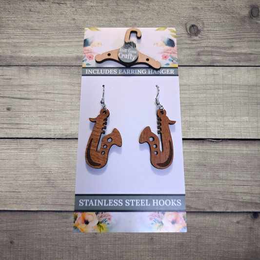 Music - (Lightweight Wood and Stainless Steel Hooks) -  Earring Number 300076