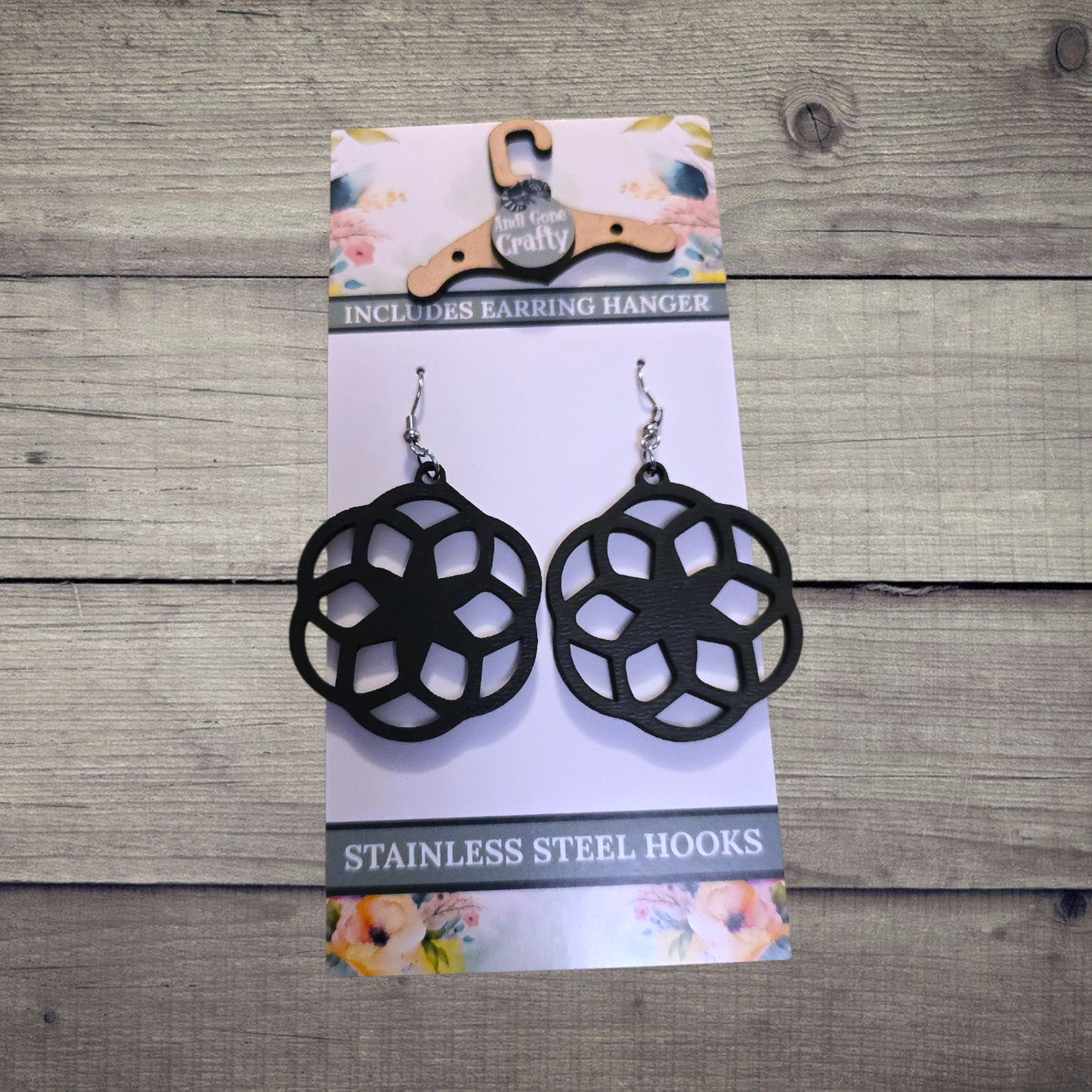 Shape - (Lightweight Wood and Stainless Steel Hooks) -  Earring Number 300079