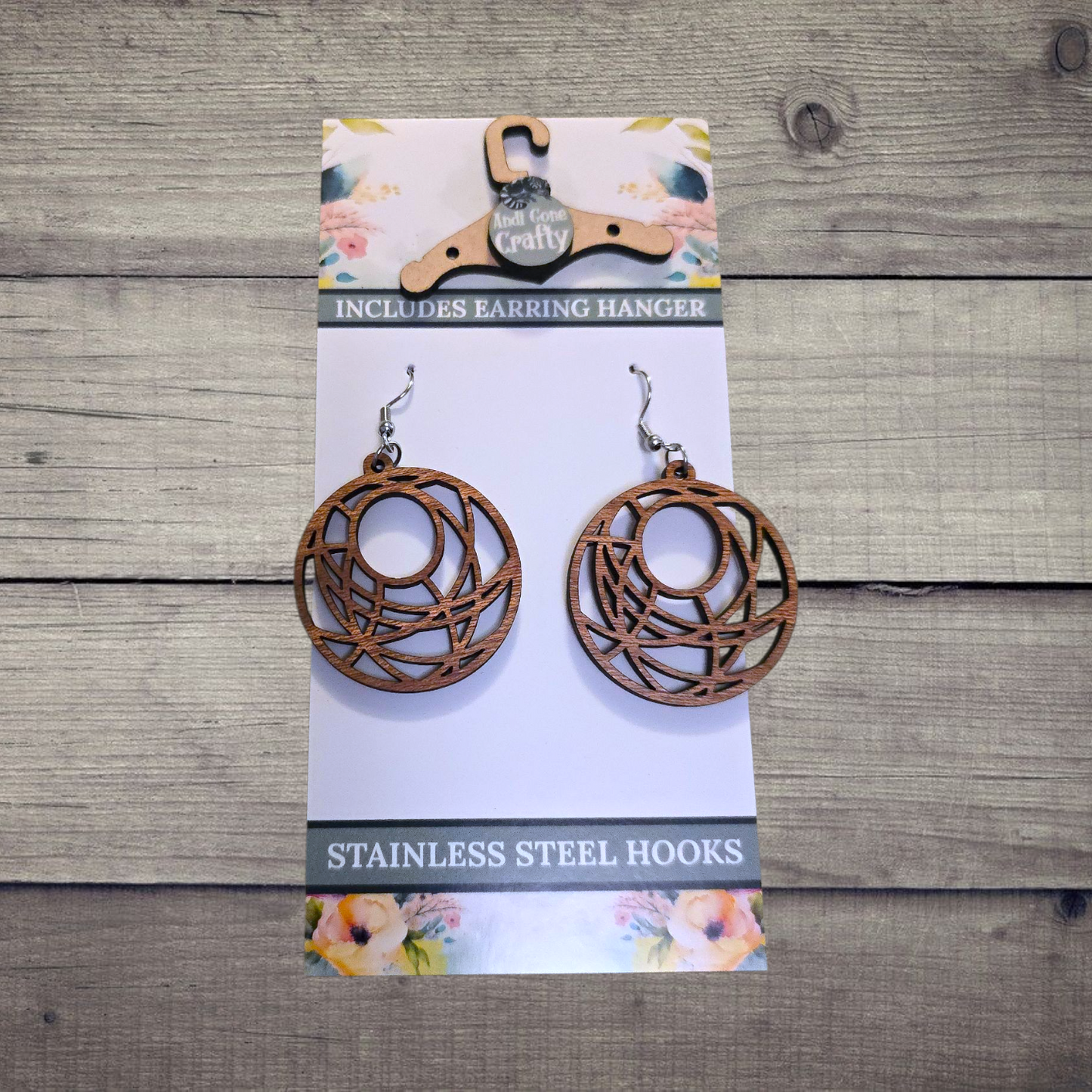 Shape - (Lightweight Wood and Stainless Steel Hooks) -  Earring Number 300082