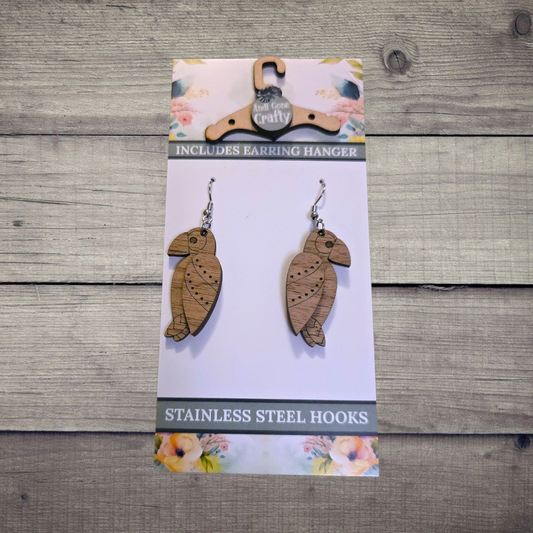 Parrot - (Lightweight Wood and Stainless Steel Hooks) -  Earring Number 300100