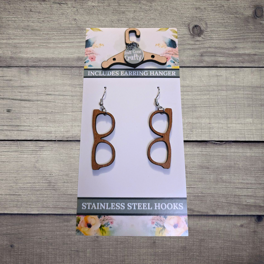 Glasses - (Lightweight Wood and Stainless Steel Hooks) -  Earring Number 300040