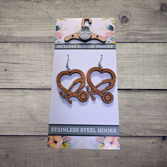 Healthcare - (Lightweight Wood and Stainless Steel Hooks) -  Earring Number 300046