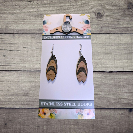 Shark - (Lightweight Wood and Stainless Steel Hooks) -  Earring Number 300050