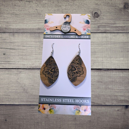 Mandala (3 colors) - (Lightweight Wood and Stainless Steel Hooks) -  Earring Number 300006
