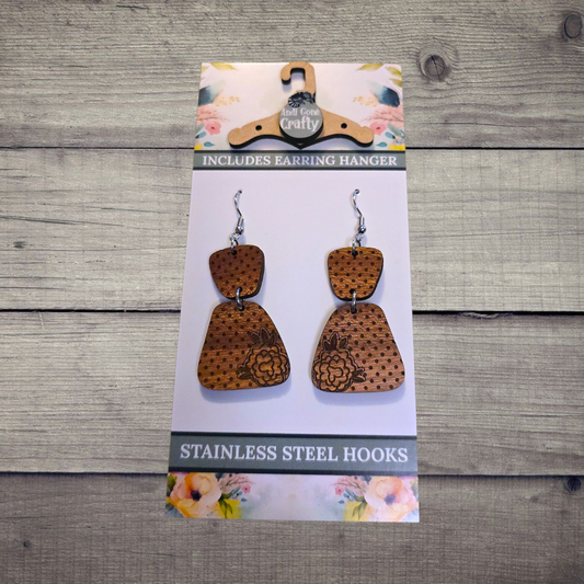 Flower - (Lightweight Wood and Stainless Steel Hooks) -  Earring Number 300028