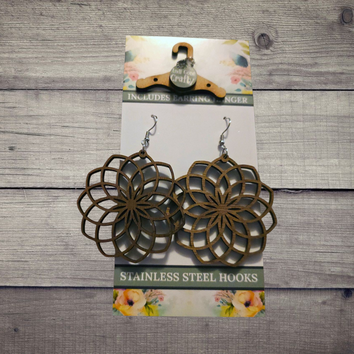 Shape - (Lightweight Wood and Stainless Steel Hooks) -  Earring Number 300036