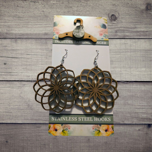 Shape - (Lightweight Wood and Stainless Steel Hooks) -  Earring Number 300036