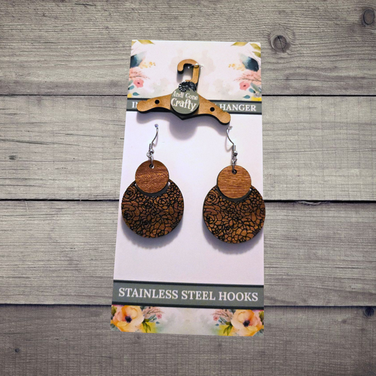 Flower - (Lightweight Wood and Stainless Steel Hooks) -  Earring Number 300038