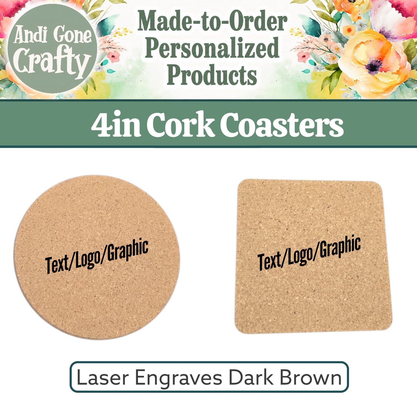 Custom 4in Cork Coaster - Set of 4
