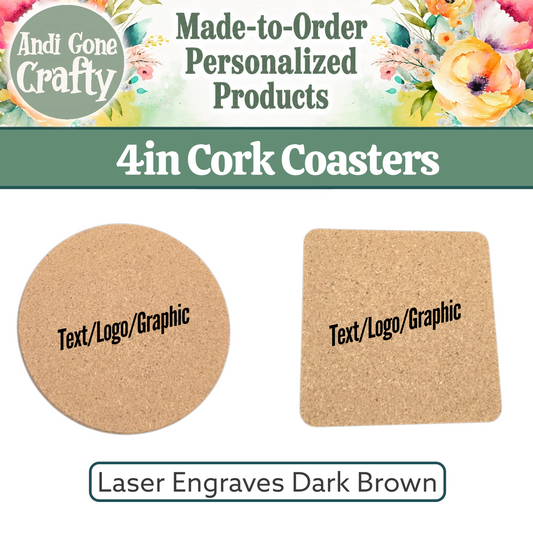 Custom 4in Cork Coaster - Set of 4