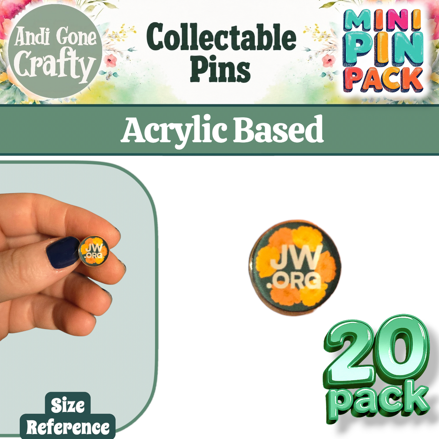 Poppy JW.ORG - Qty 20 Mini Pin Pack