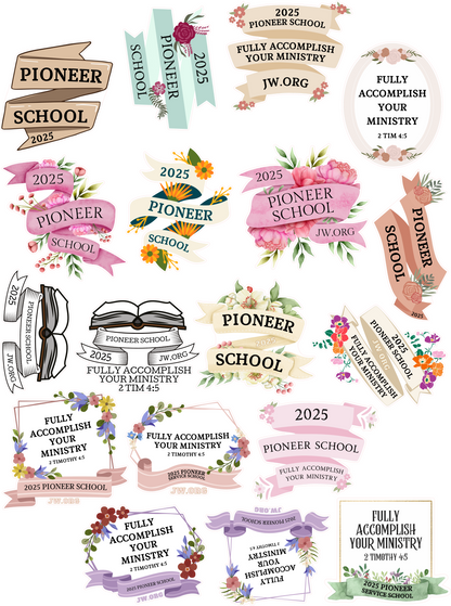 Pioneer School Water Resistant Stickers (12 Variety Pack)