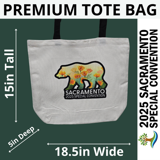 CA Bear Teal Poppies - Sacramento Special Convention - Premium Tote Bag