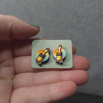 Paint Brush Retro - Tool - LDC Earrings - Stainless Steel