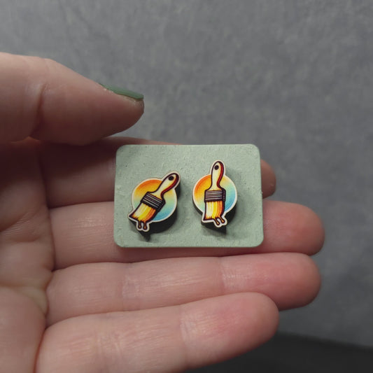 Paint Brush Retro - Tool - LDC Earrings - Stainless Steel