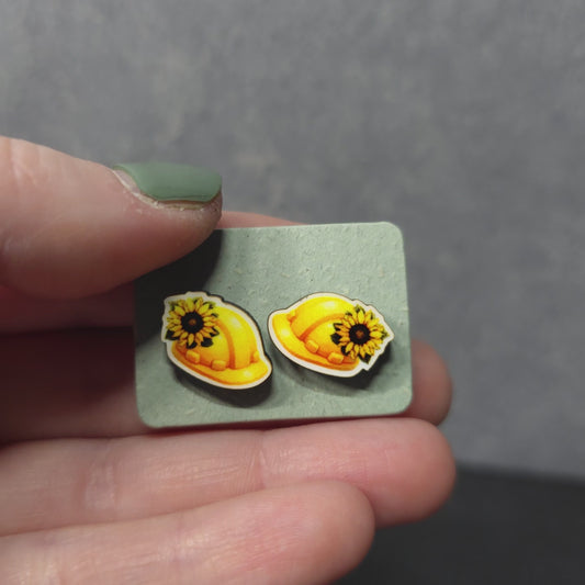 Sunflower Hardhat - Tool - LDC Earrings - Stainless Steel