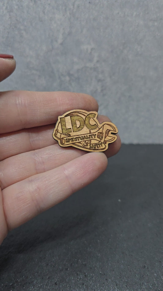 Hard Hat - Safety & Spirituality - LDC - JW Pin - Cherry Wood