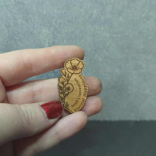 Poppy w/ Curved Text - Eternal Happiness - 2026 Convention - JW Pin - Cherry pin