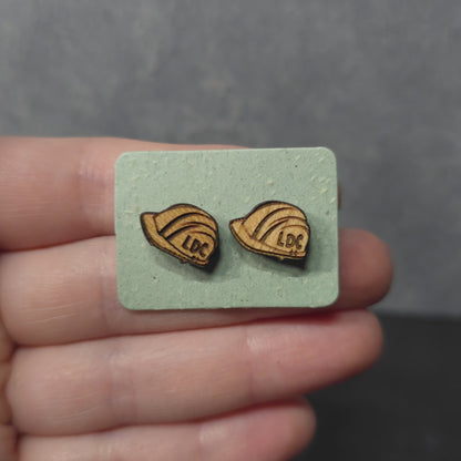 LDC Wood Hardhat Earrings - Stainless Steel