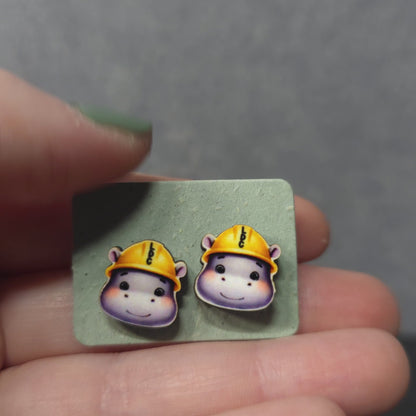 Hippo Head - Animal - LDC Earrings - Stainless Steel