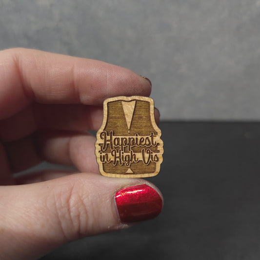 Happiest in High Vis - Safety Vest - LDC - JW Pin - Cherry Wood