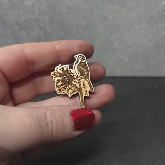 Sunflower - Sparrow - JW Encourage Pin