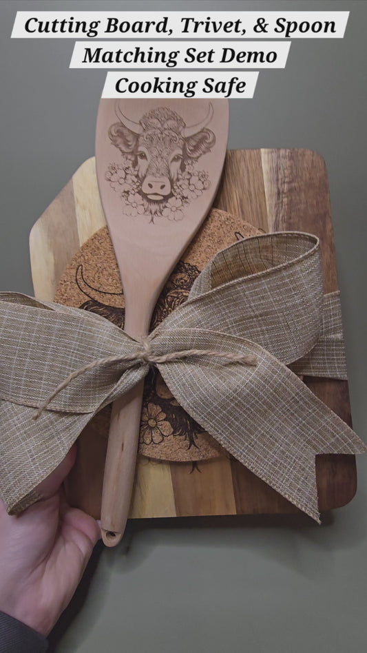 Sunflower Mandala Match Set [Cutting Board, Trivet, & Spoon]