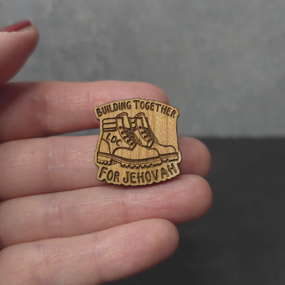 Building Together for Jehovah - Boots - LDC - JW Pin - Cherry Wood