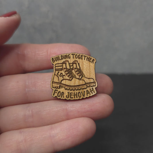 Building Together for Jehovah - Boots - LDC - JW Pin - Cherry Wood