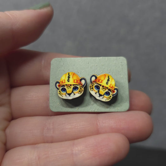 Cheetah Head - Animal - LDC Earrings - Stainless Steel