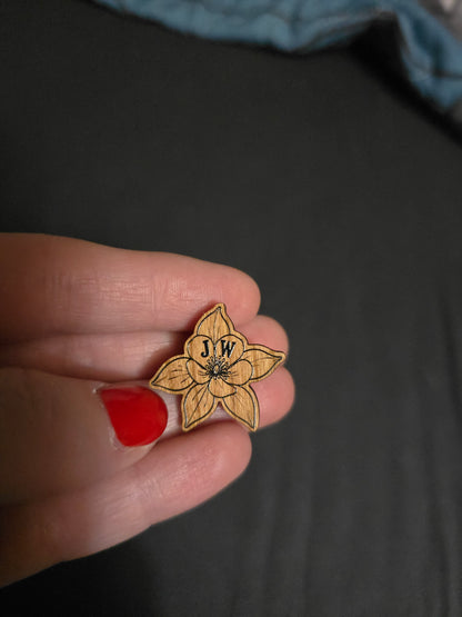 1.25" Colorado B/W Flower on Wood or Metallic Acrylic | 2027 Denver, Colorado, USA | Jehovah’s Witnesses International Convention | JW Collectible Souvenir Pin | JW Gifts