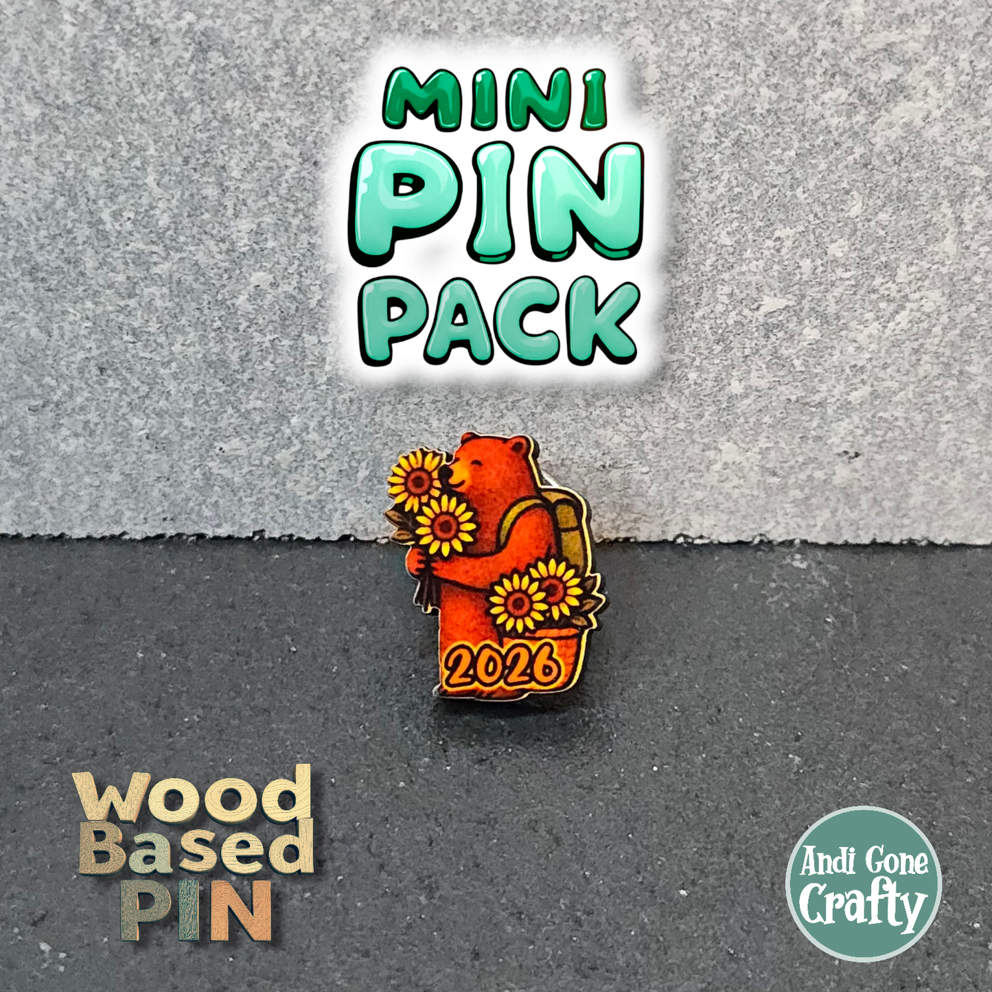 Sunflower Bear (Current Year) - Qty 20 Mini Pin Pack