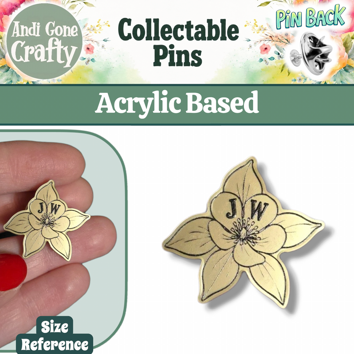 1.25" Colorado B/W Flower on Wood or Metallic Acrylic | 2027 Denver, Colorado, USA | Jehovah’s Witnesses International Convention | JW Collectible Souvenir Pin | JW Gifts