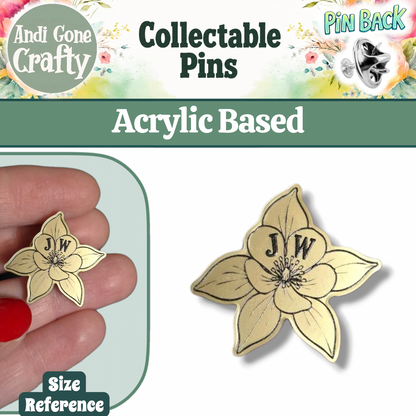 1.25" Colorado B/W Flower on Wood or Metallic Acrylic | 2027 Denver, Colorado, USA | Jehovah’s Witnesses International Convention | JW Collectible Souvenir Pin | JW Gifts