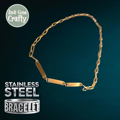 Gold Paper Clip Bracelet - Ready to be Engraved - Premium Stainless Steel Piece